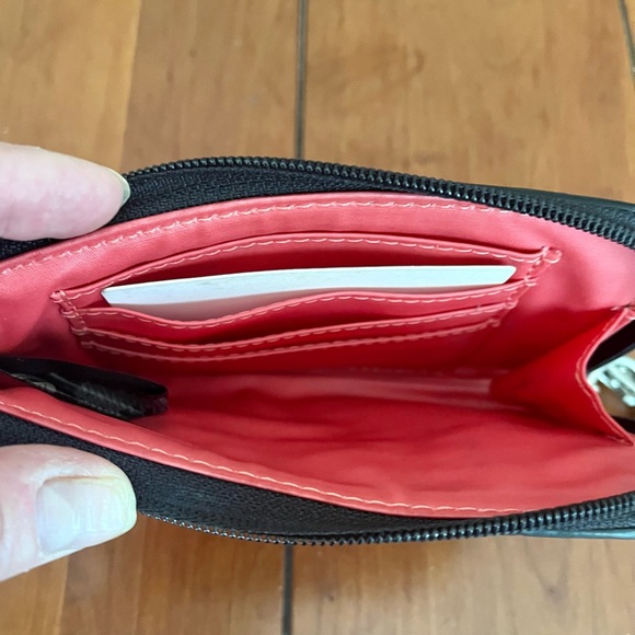 Fossil Coated Canvas Wristlet Colorful Floral Pattern Black Leather Trim Strap - Picture 9 of 11